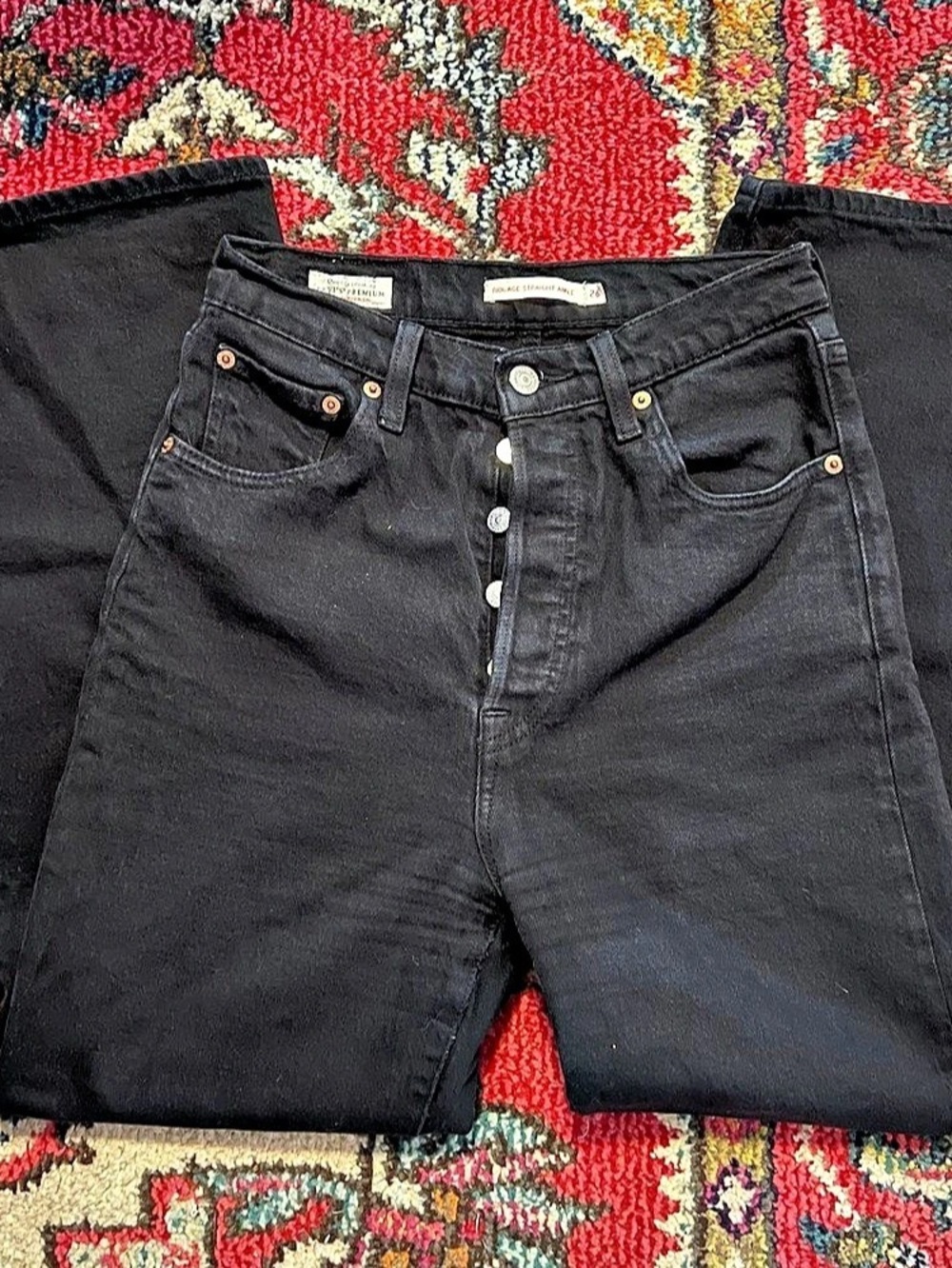 Levi's Ribcage Straight Ankle Jeans Black